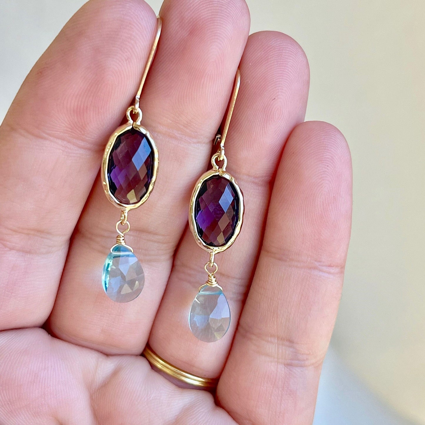 Amethyst and Aquamarine Earrings