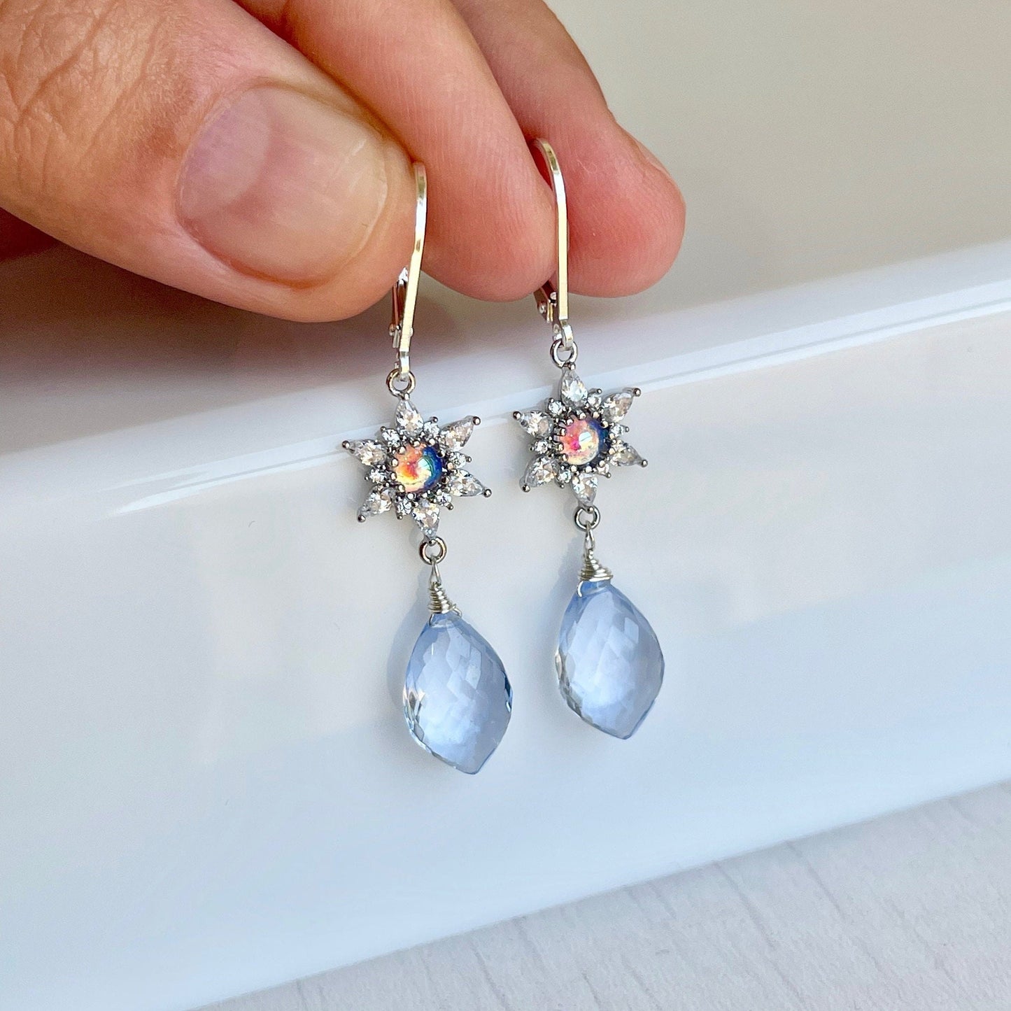 Tanzanite Quartz Statement Earrings