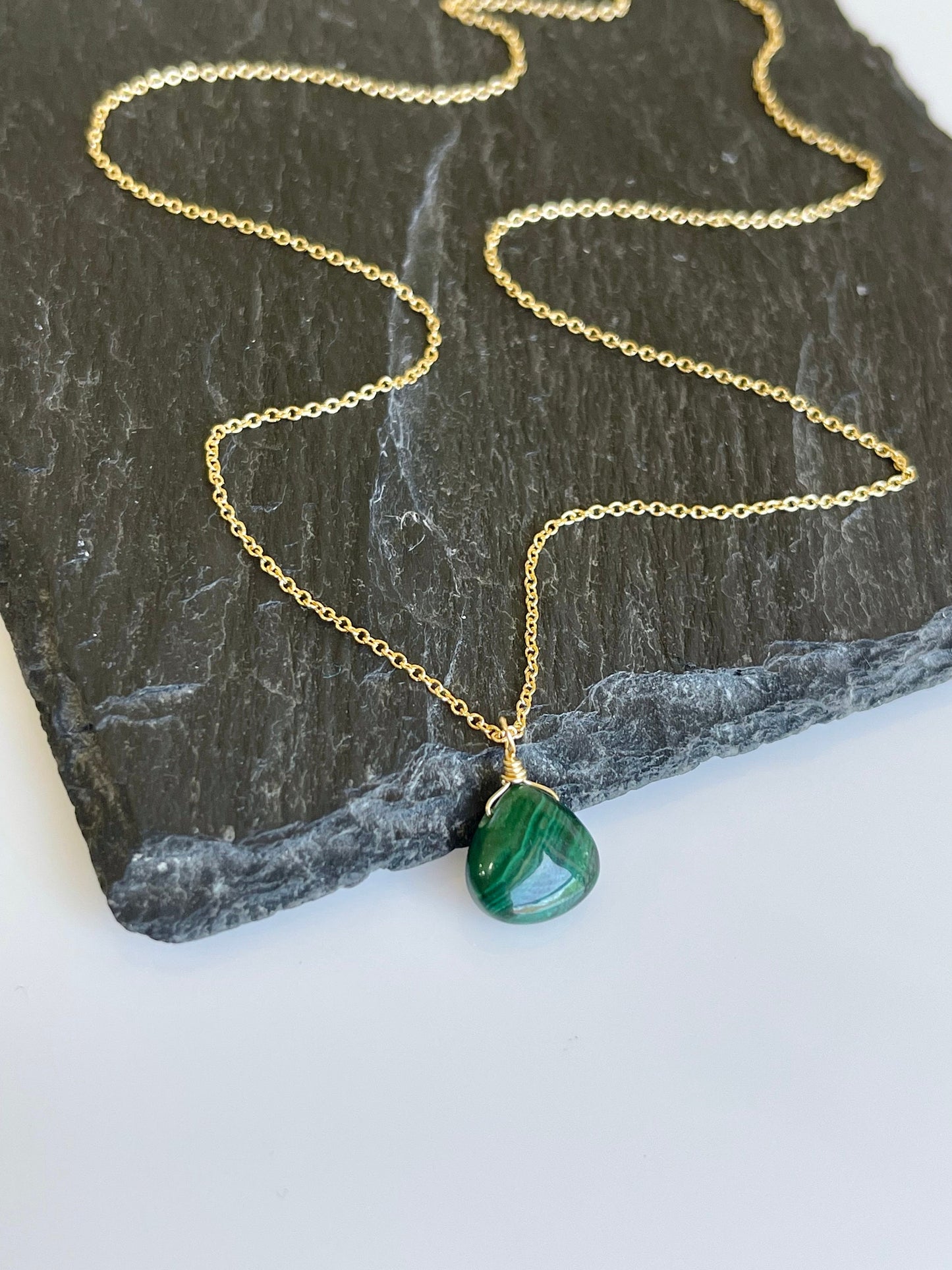 Malachite Teardrop Minimalist Necklace