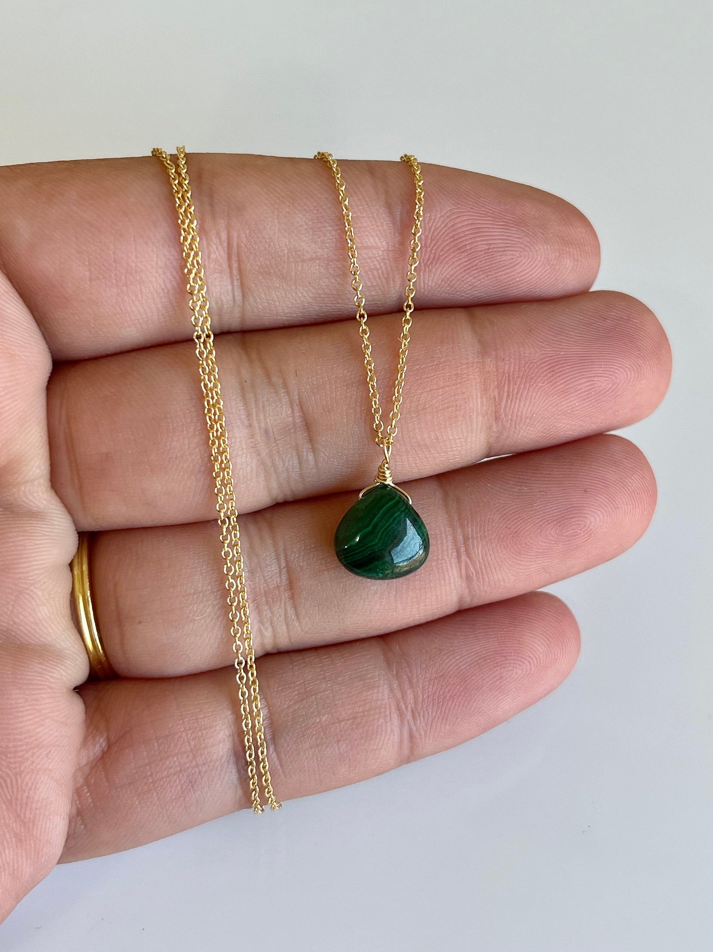 Malachite Teardrop Minimalist Necklace