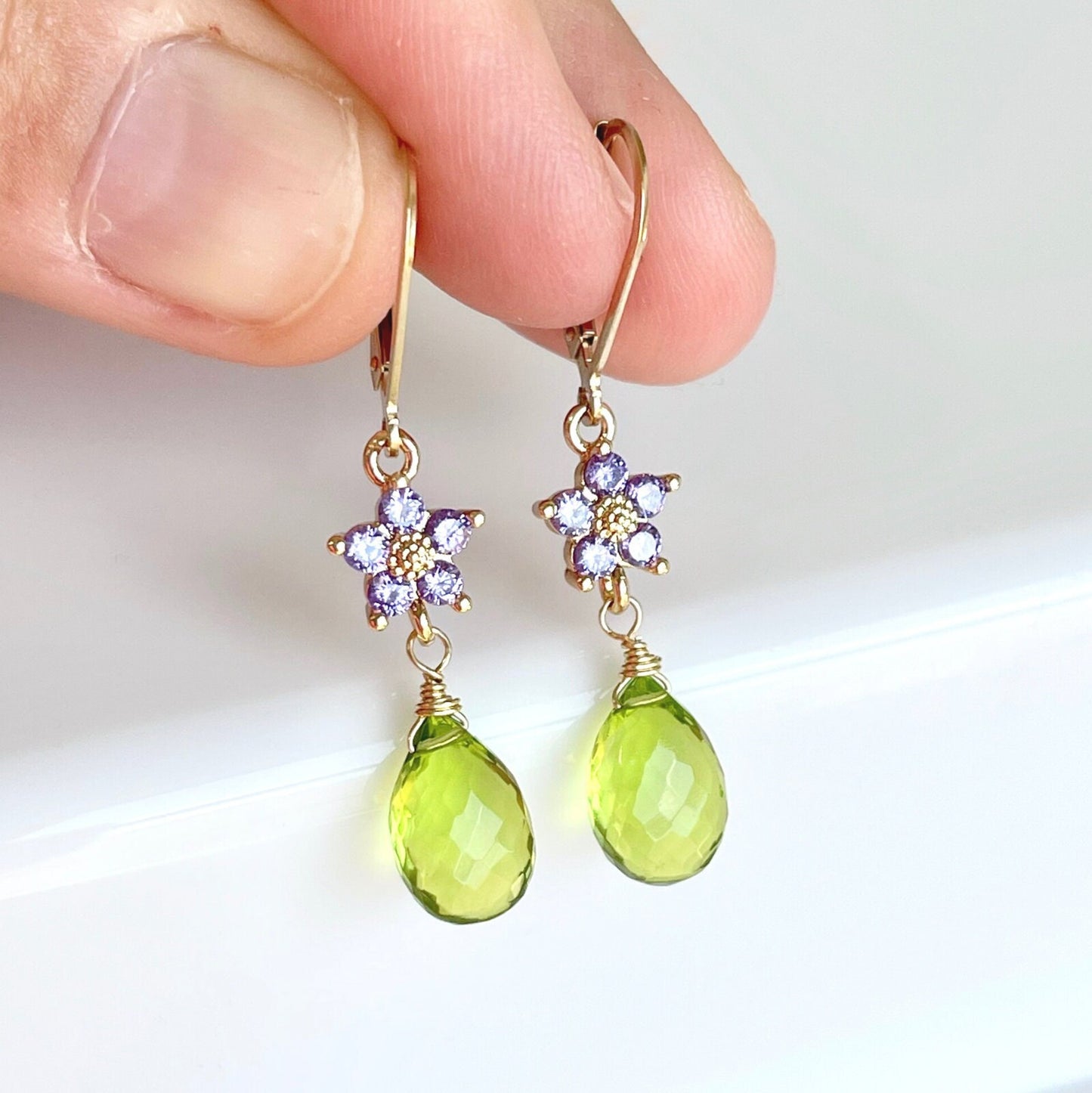 Peridot and Tanzanite Earrings