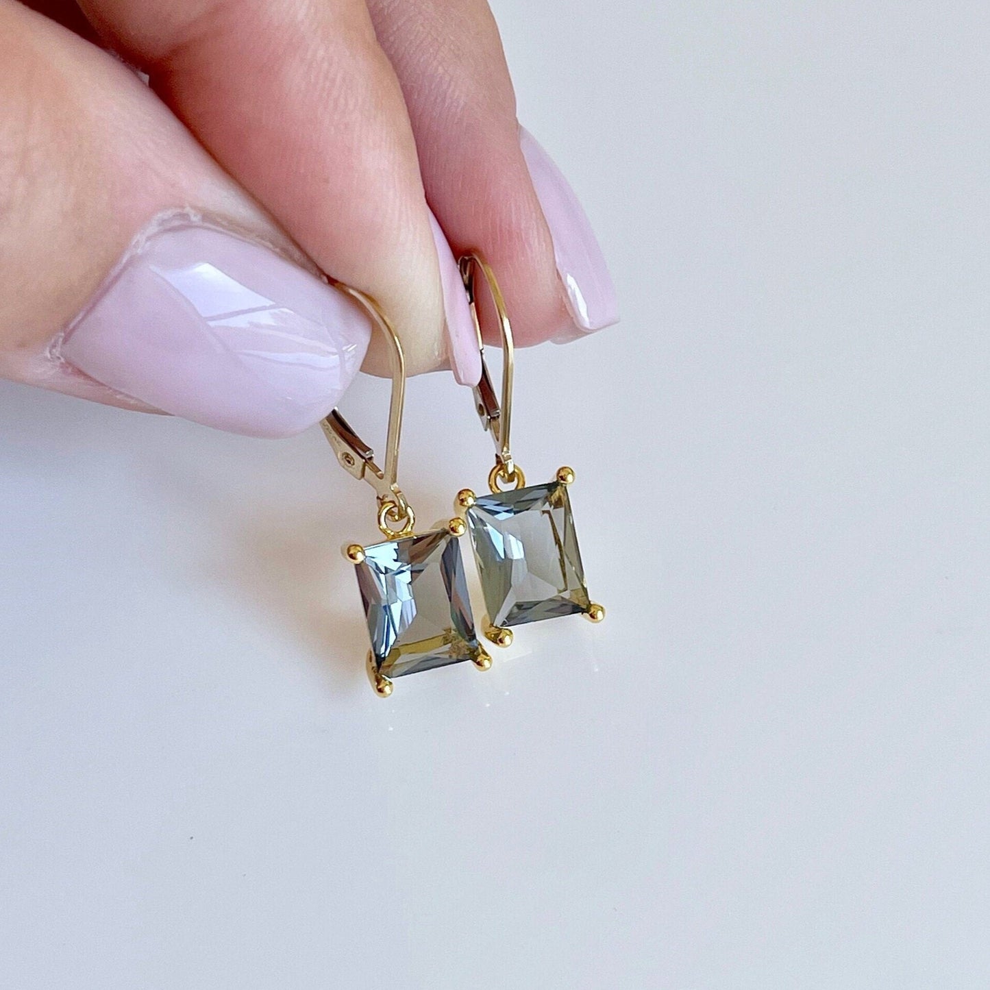 Mystic Topaz Emerald Cut Earrings