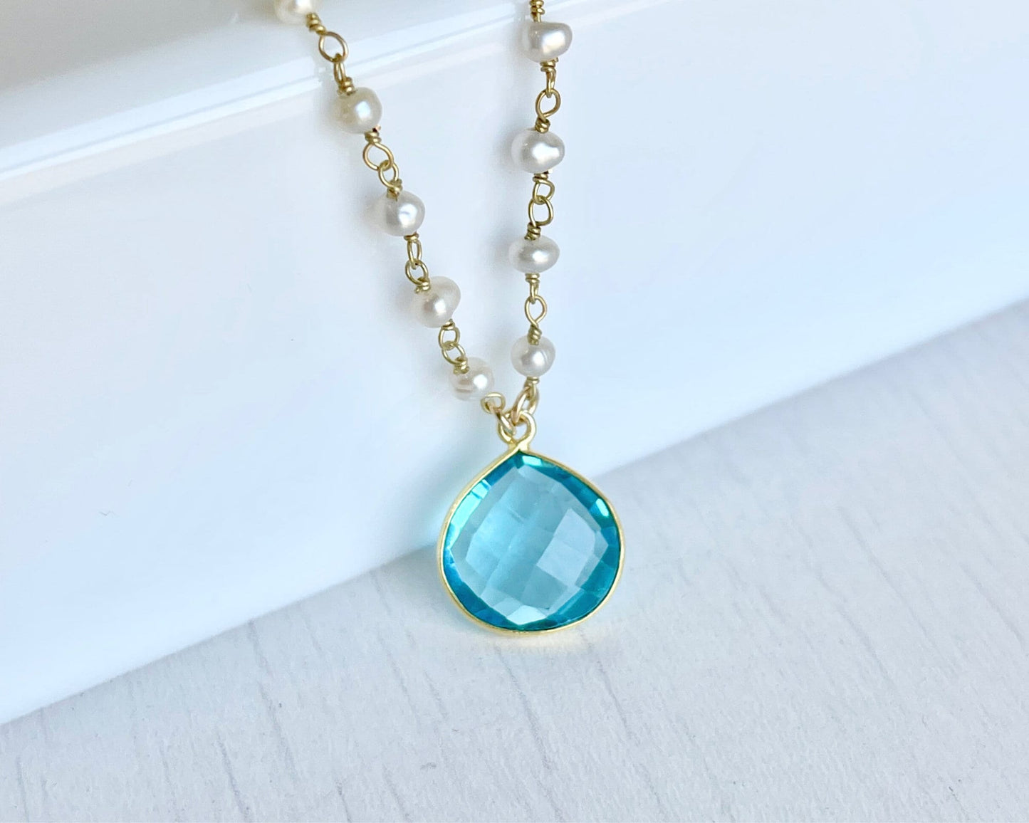 Aquamarine and Pearl Necklace